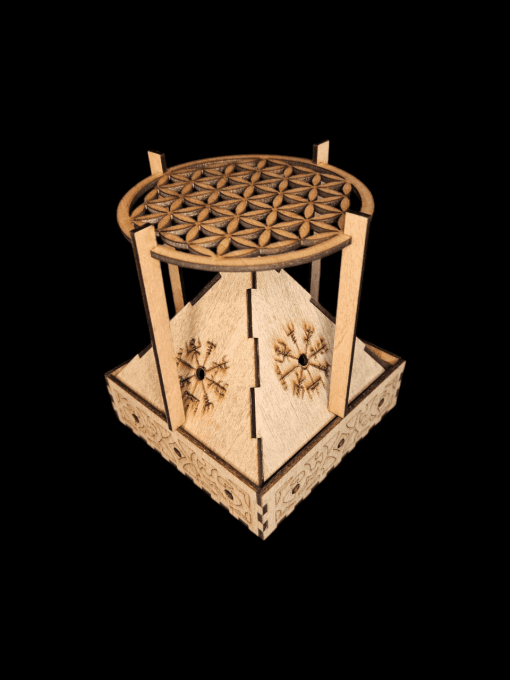 Encensoir pyramide boussole viking avec support de purification et rechargement avec boite d'encens 