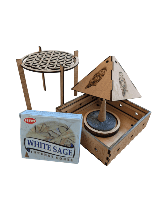 Encensoir Pyramide Chouette & Fleur de Vie