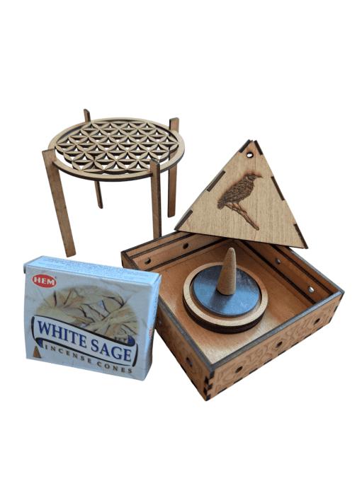 Encensoir Pyramide Corbeau & Fleur de Vie