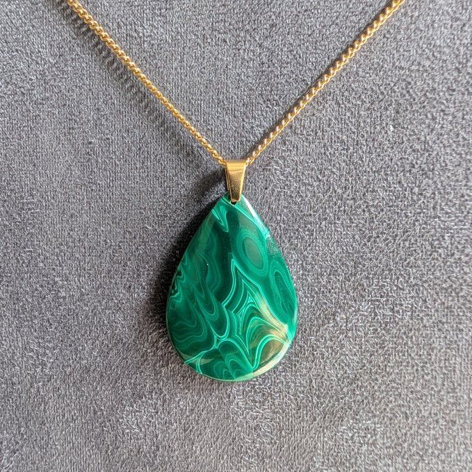Collier goutte en Malachite