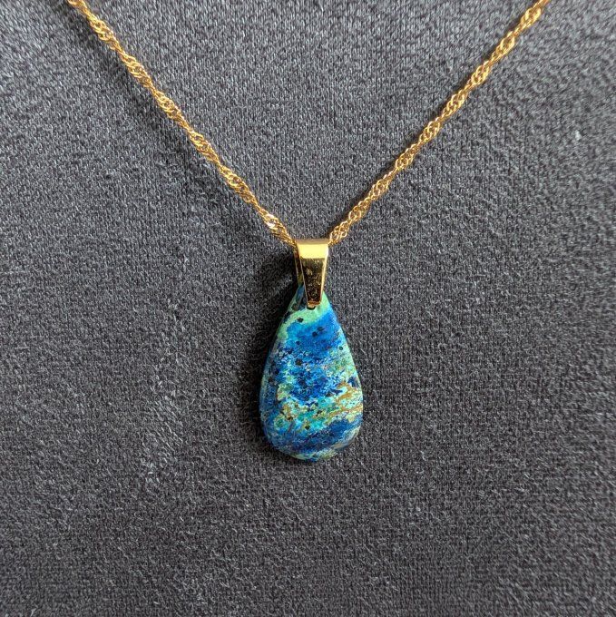 Collier goutte en Azurite Blue Bird