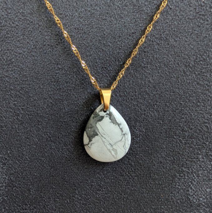 Collier goutte en Howlite