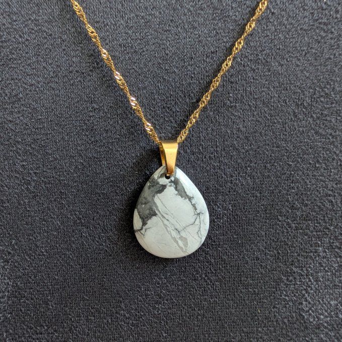 Collier goutte en Howlite