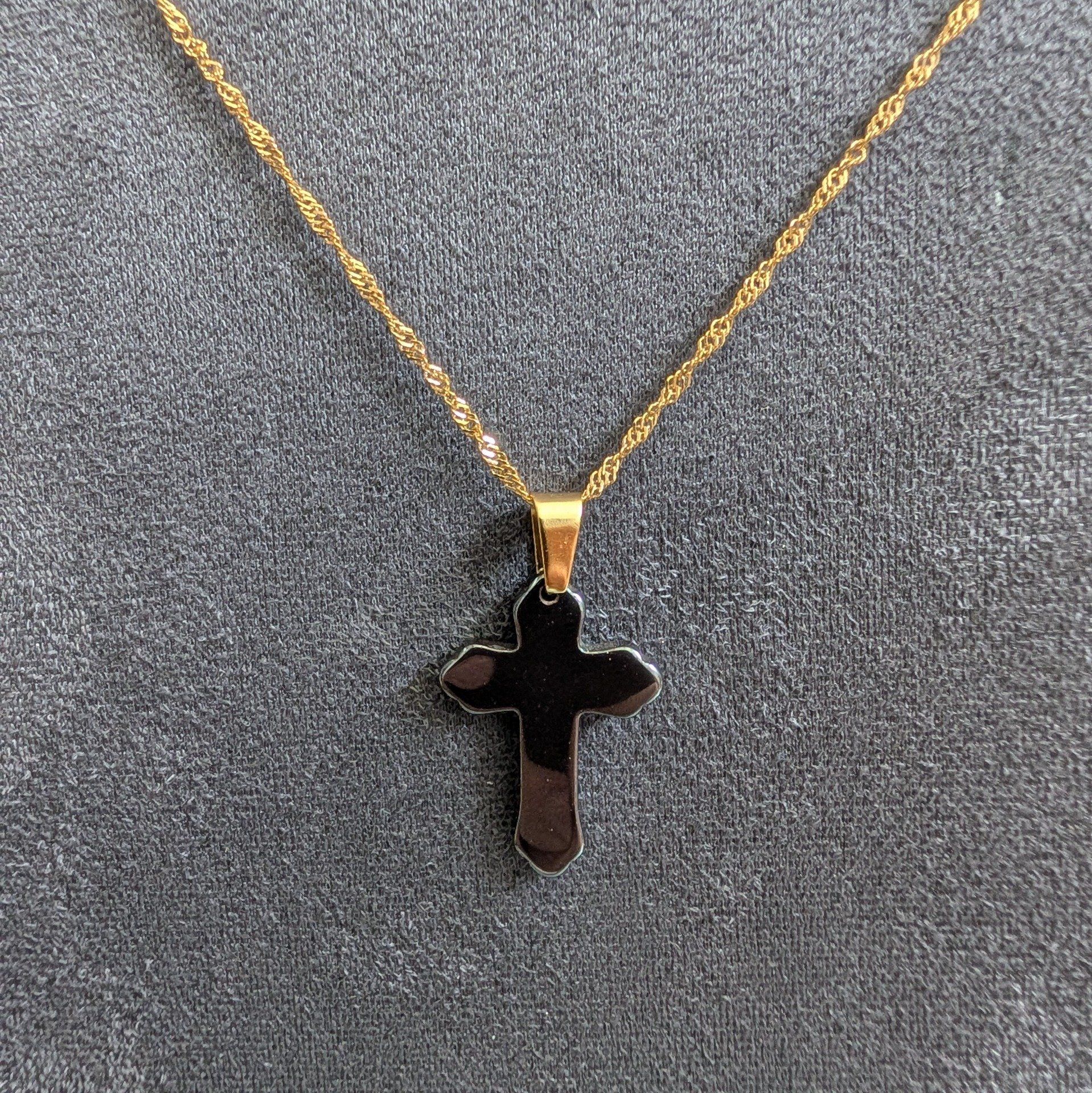 Collier croix en Hématite