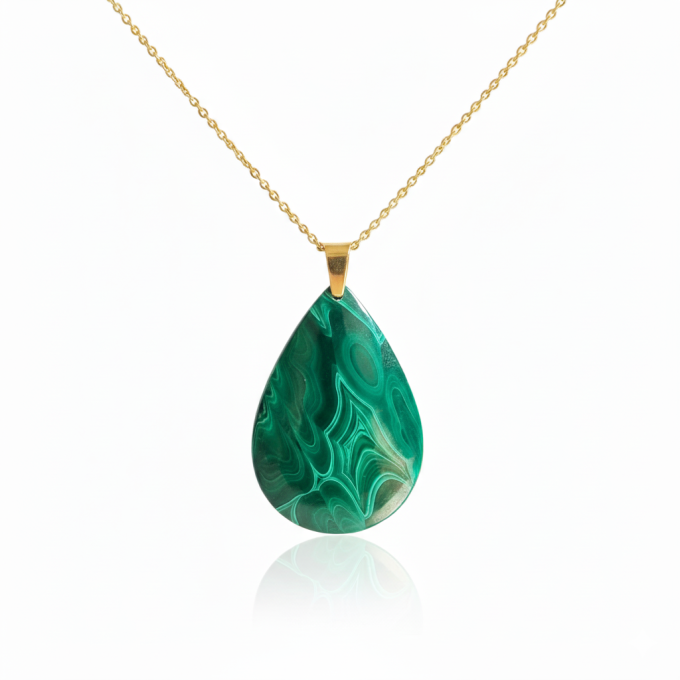 Collier goutte en Malachite