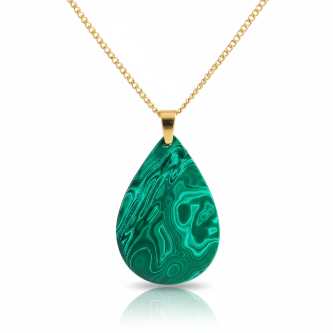 Collier goutte en Malachite