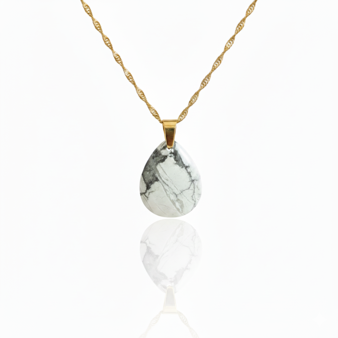 Collier goutte en Howlite